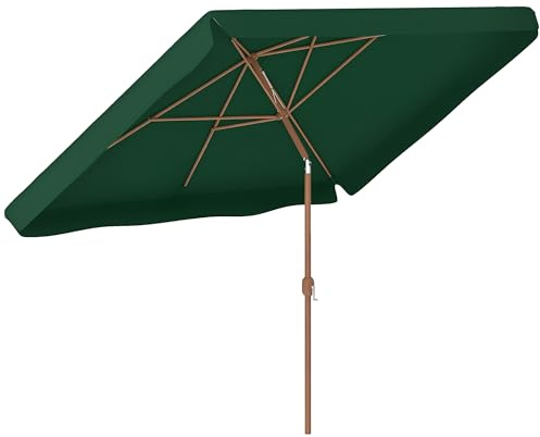Outsunny Sombrilla de Terraza Exterior 300x200 cm Ángulo Ajustable | Parasol de Terraza Exterior, Mástil de Aluminio, Manivela, Protección UV 50+