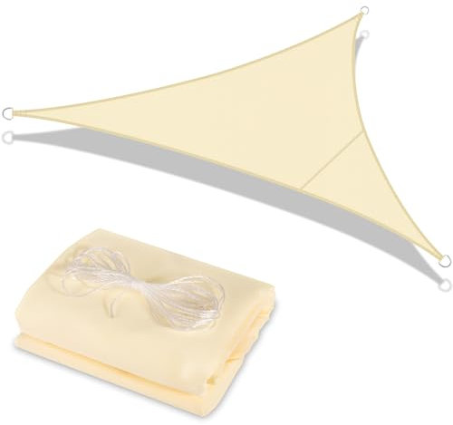 GLOSKIN Vela Ombreggiante,3 × 3 × 3 Metri Vela Ombreggiante Impermeabile,Vele Ombreggianti,Telo Ombreggiante Esterno,Antivento e Protezione UV per il Balcone da Giardino,Beige