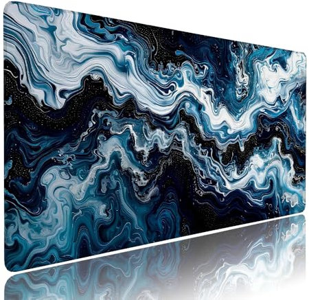 Alfombrilla de Mouse para Juegos, Blu, XXL, Antideslizante, Impermeable, Diseño de Astratto, Extendido, Grande, 1200x600x3mm, para PC, Laptop, Ufficio, Famiglia d-727