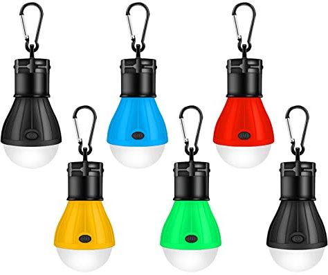 6 Pcs Camping Lights for Tents, Portable Battery Powered Camping Lantern LED Tent Light 3 Lighting Modes Camping Accessories Outdoor Hanging Lamp for Hiking Fishing Camping Household Car Repairing