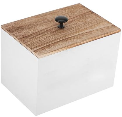 Healifty Caja de Almacenamiento de Madera para Discos de Organizador de Compartimentos para Bastoncillos y Algodones
