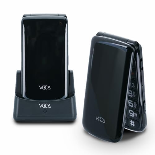 VOCA V340 4G Big Button Flip Mobile Phone for Elderly (Black), Loud Volume, Charging Dock, Easy to Use, Basic Elderly Phone, Senior friendly, SOS Button, FM Radio, Camera, Talking Key, Picture Contact
