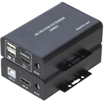 Extendeur KVM HDMI 60M su Cat5e Cat6 4K30Hz HDMI USB KVM 60m con funzione di uscita loop doppio e estensione USB per tastiera/mouse
