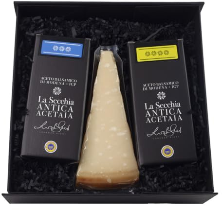 La Secchia - Cesto gastronomico artigianale, Aceto balsamico di Modena IGP, Parmigiano Reggiano, Set gourmet di prodotti tipici,100% Made in Italy