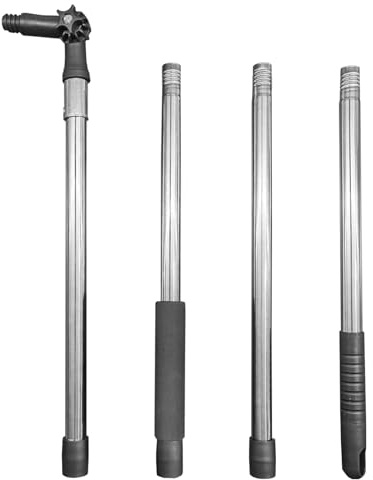 Perche Télescopique de 0,5 à 1,7 m, Rallonge de Cylindre de Peinture en Acier Inoxydable 4 Segments, avec Adaptateur Pivotante à 180 Degrés, Légère et Réglable pour Peinture Nettoyage de Vitres