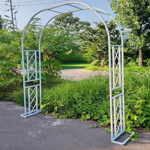 Pergola en métal robuste réglable de 140 à 340 cm, treillage de jardin pour plantes grimpantes, décoration de terrasse, cadre durable pour arrière-cour et cour (blanc 140 cm l x 220 cm H)