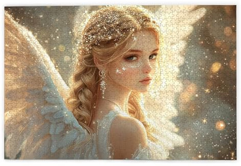 Puzzle 1000 Pièces, Puzzle 1000 Pièces Adultes en Bois, Bricolage Jeu Éducatif avec Boite Cadeau pour Adultes, Bois Épais et Résistant, Puzzles pour Décor, Idee Cadeau Femme Homme, Thème: Ange, X-49