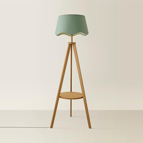 ValueLights | Morrigan Rich Wood Tripod Floor Lamp with Sage Green Scallop Lamp Shade | Floor Lamps, Home Décor & Improvement Essential