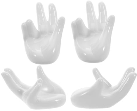BIUDECO Portauova in Ceramica Creativa a Forma di Mano Set da 4 Pezzi per Esposizione Uova di Pasqua e Contenitore per Uova Sode Versatile per Cucina Ristorante e Colazione