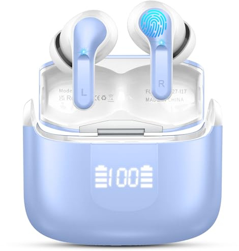 Ordtop Bluetooth 5.4 Earbuds, 6D Stereo Wireless Headphones, 50Hrs Ear Buds | Deep Bass, ENC Noise Cancelling Earphones in Ear, USB IP-X7 Waterproof Headset Android iOS for Sports Running Gym Commuting