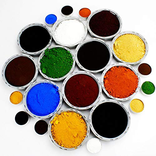 @tec 13-teiliges Pigmentpulver Set, Eisenoxid, Oxidfarbe - je 100g im Beutel - Farbpigmente, Trockenfarbe für Beton, Gips, Epoxidharz