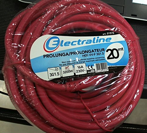 Electraline 01572 Prolunga Giardino 20 mt Spina 16A e Presa polivalente (schuko + 10/16A) Adatta per elettrodomestici da Giardinaggio-sezine Cavo 3G1,5 mm², Viola