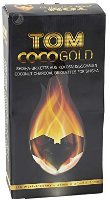 Charbon de Charbon Tom CocoGold - 3 kg - Environ 25 x 25 mm, Noir, 216 Cubes