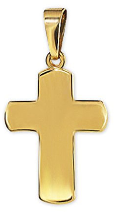CLEVER SCHMUCK Goldener Anhänger Mini Kreuz 12 mm breite Balken, gewölbte Form hochglänzend poliert 333 Gold 8 Karat für Kinder