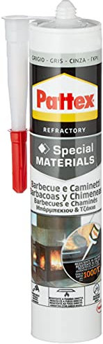 Pattex Silicona barbacoas y chimeneas, gris, resiste al fuego, 500gr