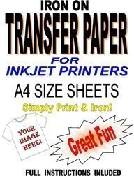 Inyección de Tinta Imprimible Plancha Camiseta & Tela Papel de Calco para Luz Telas 50 A4 Hojas