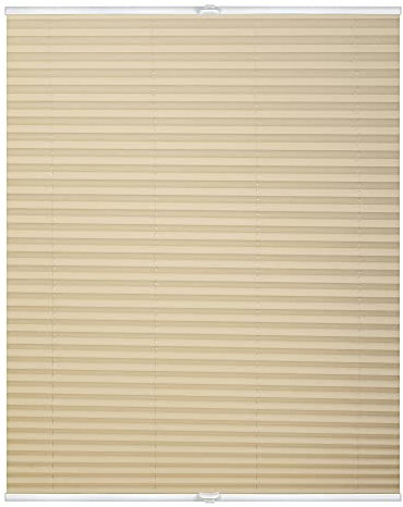 Lichtblick Plissee Klemmfix, ohne Bohren, verspannt, lichtdurchlässig, Blickdicht, Uni, mit eleganter Crushed Optik Creme,120 cm x 130 cm (B x L)