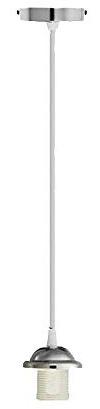E27 Holder Ceiling Rose Pendant Light PVC Fabric Flexible 3 Core Cable Fully Earthed Pendant Lamp Fitting for Lighting (Chrome)