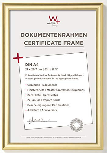 walther design Bilderrahmen gold 21 x 29,7 cm (DIN A4) Trendstyle Kunststoffrahmen KP130G