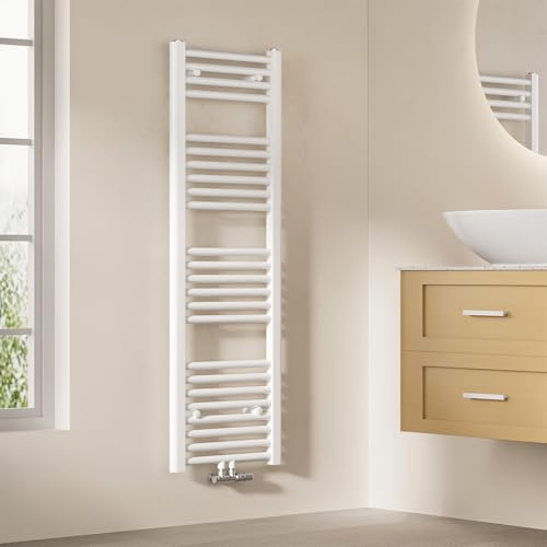 EMKE Radiador de baño, 120 x 40 cm, toallero, conexión Central, radiador de baño, toallero, Toallas, radiador, Toalla, radiador, baño, Toalla, Color Blanco, 427 W