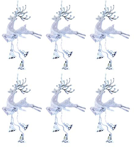 Toyvian 6 Stücke Weihnachten Hängende Ornamente Hohl Hirsch Rentier Glocke Design Weihnachtsbaum Dekoration (Silber)