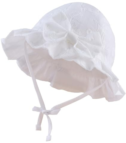 XIAOHAWANG Sommerhut Baby Mädchen UV Schutz Sonnenhut Mütze Baby Sommer Mützen Baumwolle Mit Schleife und Bindebändern