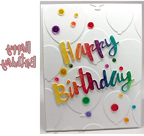 Happy Birthday Metal Die Cuts,Flower Border Happy Birthday Party Invitation Card Cutting Dies Cut Stencils for DIY Embossing Photo Decorative Paper Dies Scrapbooking Card Making