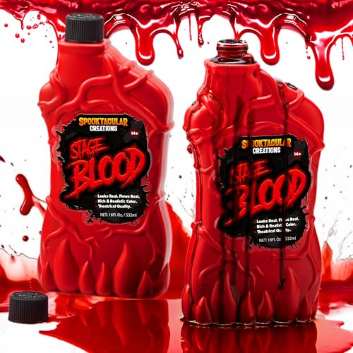 Spooktacular Creations 2 Packungen mit 532 ml Fake Halloween Vampir Kunstblut Bühne Blut Schminke Fakeblut Kunstblut für Halloween, Zombie, Vampir und Monster Make-up