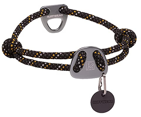RUFFWEAR Knot-a-Collar, Collare per Cani con Corda Regolabile Riflettente, 20 - 26 - Nero Ossidiana