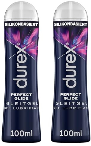 Durex Perfect Glide Gleitgel - Gleitmittel auf Silikonbasis für extra lange Gleitfähigkeit, Sexspielzeug-geeignet, Gleitgel für Analverkehr - 2 x 100 ml