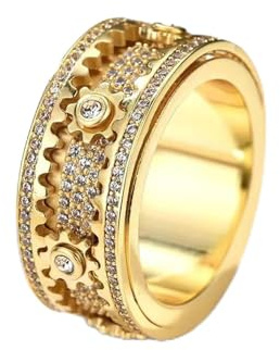 AMZCOM Spinner Ringe für Damen Herren, Zappelband Fingerring Anti stress Ring Drehbar Anti-angst Ring Fidget Toy für Meditation Stressabbau mit Geschenkebox
