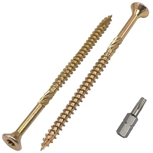 SKIR'CO Paquete de 40 tornillos universales de acero galvanizado de 5 x 100 mm, cabeza avellanada, cabeza torx, tipo 17, tornillos de aglomerado (40, 5 x 100 mm)