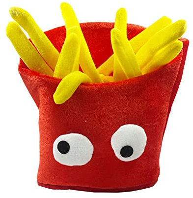 Katutude Lustiger Hut Halloween Kostüm Hüte Pommes Hut Festival Cosplay Lebensmittel Cap Neuheit Hut Geschenk für Kinder Erwachsene Halloween Party Zubehör Foto Requisiten