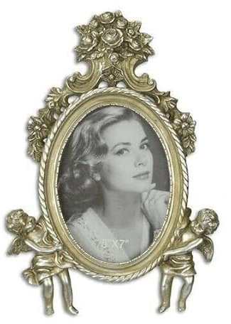 Deko Shop Cologne Bilder Fotorahmen Oval H 32 cm Rahmen Engel Antik Barock Shabby silber N93