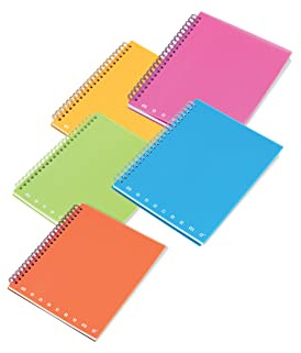Pigna - Confezione 5 pezzi Quaderni A4 spiralati MONOCROMO FLUO PPL,5M