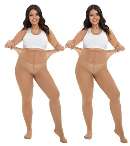 CozyWow Damen Strumpfhose Elastisch Semi-Blickdicht Strumpfhosen Plus Größen XL-4XL
