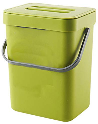 REHOC MüLl Bucket with Lid Green Waste Basket Hanging Waste Container for Office Waste Compost Container for Kitchen Small Rubbish Bin for Sleep 0.8 Gallons