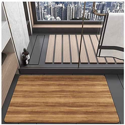 Dai Lufei Badematte Absorbierende, rutschfest Badvorleger Badteppich aus Mikrofaser, Duschmatte rutschfest Schnell Trocknend, Teppich für Wohnraum, Küche und Toilette (Holzmaser, 50 * 80)