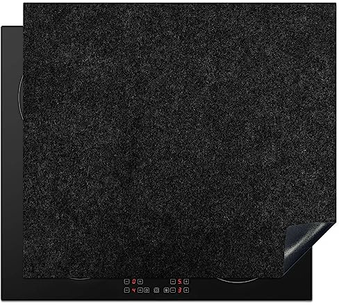 KitchenYeah© Herdabdeckplatte Einteilig Ceranfeld Abdeckplatte Küche Deko | 60x52 cm - Ceranfeldabdeckung Herdabdeckung Induktionsmatte Granit - Schwarz - Dunkel - Design