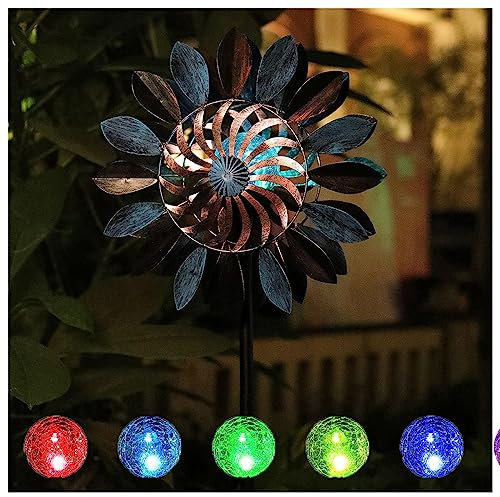Solar Solar Windrad, 213cm Groß WindmüHle Garten Groß, Edelstahl Kugellager Windrad Balkon, Wetterfestes Gartendeko