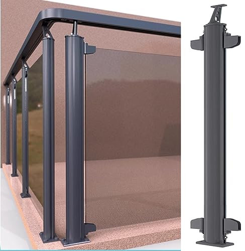 Poteau Garde Corps Verre Pince Noir Poteau De Garde-corps En Verre Pour Escalier, Anti-rouille Moderne Poteau En Verre Rampe De Clôture, Terrasse Balcon Porche Colonne De Balustrade Pour Verre De 10 M
