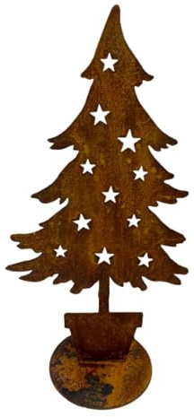 Albero di Natale in metallo Corten con stelle stelline decorazioni artigianato Made in Italy