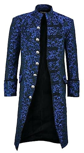 Halloween Herren Jacke Renaissance Unterteile Versorgen Kölner Frack Jacke Unterteile Slim Fit Party Oberbekleidung Bequem Frack Mantel Uniform Weihnachten Oberteile Oversized Oberteile（4-Blue，M）