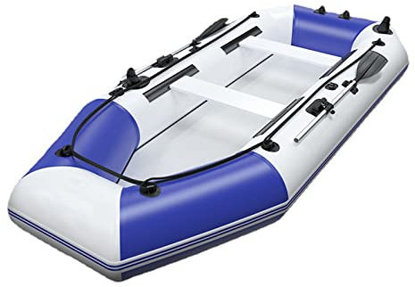 WolFum Großes Schlauchboot, aufblasbares Kajak 2-3-4-5-6-7 Personen Tandem-aufblasbares Angelkajak, tragbares aufblasbares Boot aus dickem PVC mit Luftpumpenpaddel, 335 cm x 136 cm
