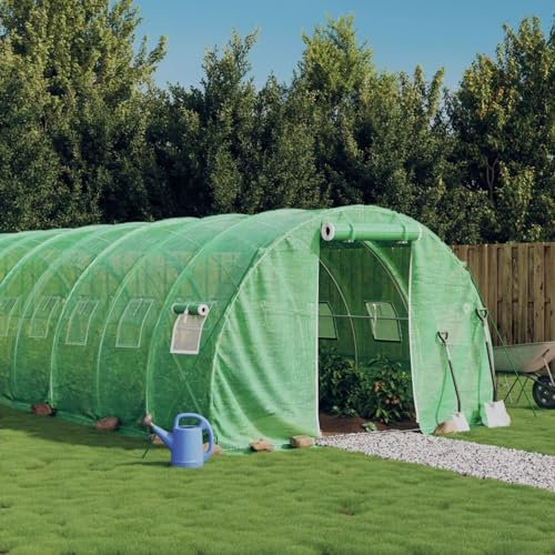 CIADAZ Serre avec Cadre en Acier Vert 72 m² 24x3x2 m,Carport Abri Voiture,Serre Tunnel