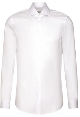 Seidensticker Chemise d'affaires pour Homme - Coupe ajustée - Facile à Repasser - Col Kent - Manches Extra Longues - 100% Coton, Blanc., 44