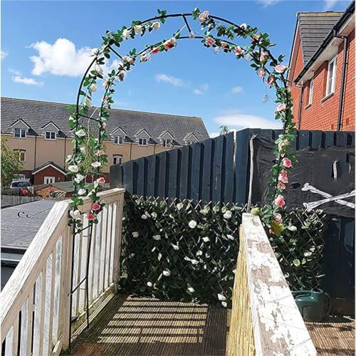 Schwarz Rosenbogen, Metall Torbogen Rankhilfe Rankgitter Rankbogen Gartenbogen Rostfrei Rosengestell Rankenbogen Für Kletterpflanzen, Hochzeit, 220/230Cm Hoch,Weiß,W3M*H2.2M