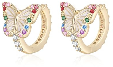 EVER FAITH Schmetterling Zirkonia Klein Creolen Ohrringe für Mädchen | hypoallergene niedlichen Tier Cubic Zirconia Huggie Mädchen kleine Ohrringe