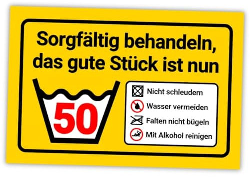 PRINTNOVIA Das gute Stück ist nun 50-30 x 20 cm Schild - Einzigartige 50. Geburtstagskarte - Partydekoration für Männer & Frauen - Originelle Geschenkidee zum Fünfzigsten