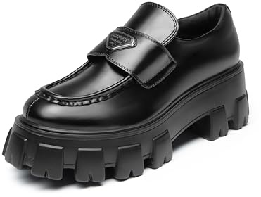 DREAM PAIRS Mocasines gruesos para mujer, con plataforma, cómodos, sin cordones, elegantes, casuales de negocios, Negro -, 37.5 EU